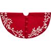 Handmade Christmas Tree Skirt in Felt - Branches and Stars on Red - Tree Skirts - 1 - thumbnail