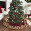 Handmade Christmas Tree Skirt - Hand Beaded Metallic Starburst on Garnet Red- 60" - Tree Skirts - 2 - thumbnail