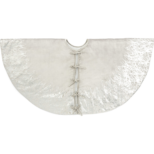 Handmade Christmas Tree Skirt in Gray Velvet - Burnout - 60" - Tree Skirts - 1