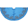 Imperial Blue Hand Beaded Christmas Tree Skirt on Blue Silk - Tree Skirts - 1 - thumbnail