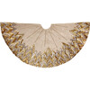 Handmade Christmas Tree Skirt - Hand Beaded Metallic Starburst on French Vanilla Linen- 60" - Tree Skirts - 1 - thumbnail
