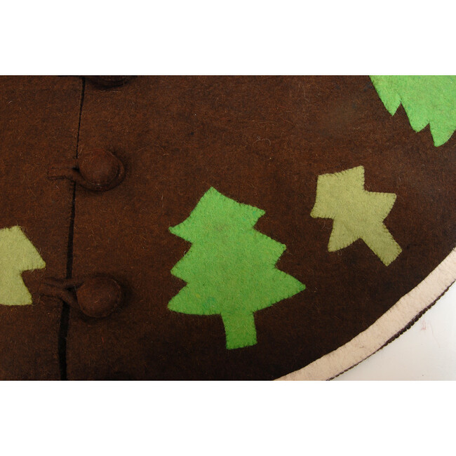 Handmade Christmas Tree Skirt in Felt - Rustic Trees on Brown - 60" - Tree Skirts - 3