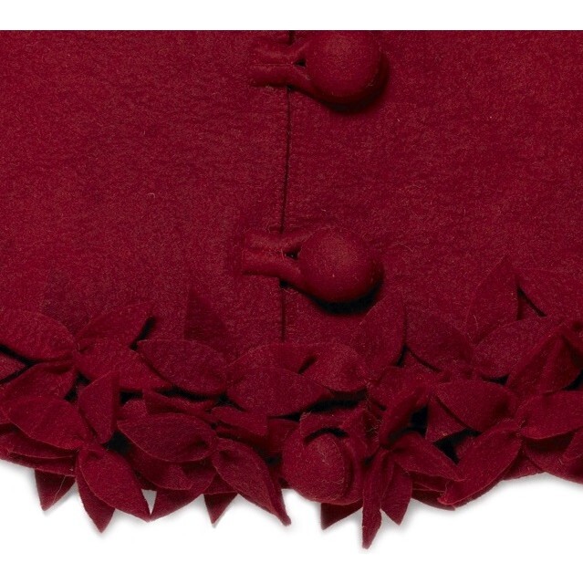 Hand Felted Wool Christmas Tree Skirt - Overlapping Flowers Border in Maroon