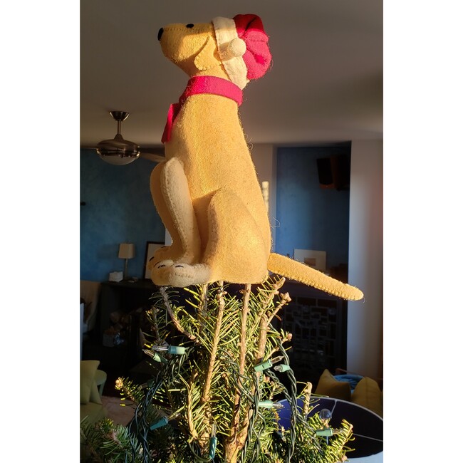 Tan Yellow Lab with Santa Hat Christmas Tree Topper in Hand Felted Wool - Tree Toppers - 3