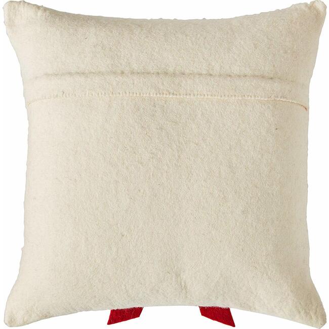 Red Bow on Cream - Christmas Pillow Cover in Hand Felted Wool - 14" - Decorative Pillows - 4