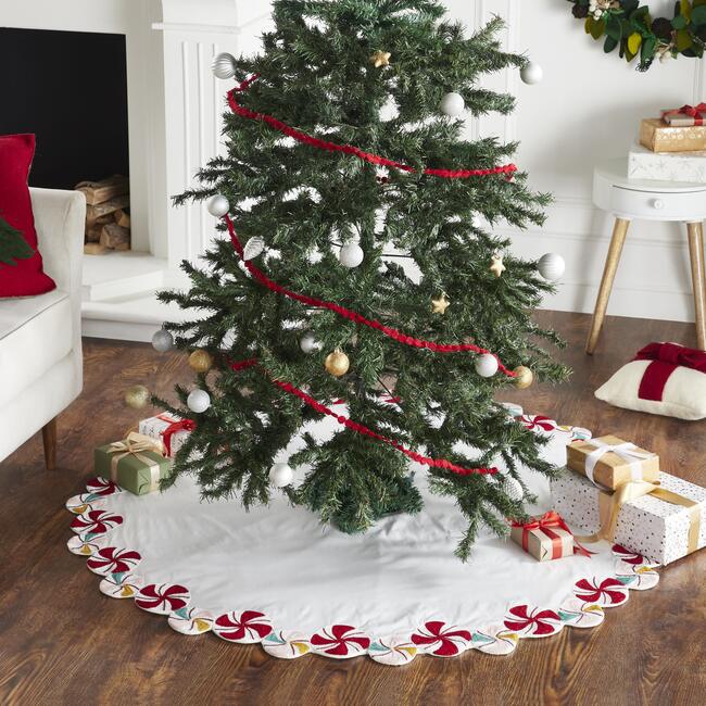 LIMITED EDITION Candy Swirl Hand Beaded Christmas Tree Skirt