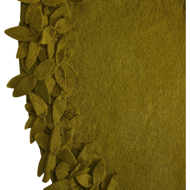 Hand Felted Wool Christmas Tree Skirt - Overlapping Flowers Border in Chartreuse Green - 64" - Tree Skirts - 4