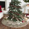 Handmade Christmas Tree Skirt - Hand Beaded Metallic Starburst on French Vanilla Linen- 60" - Tree Skirts - 2