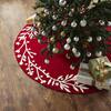 Handmade Christmas Tree Skirt in Felt - Branches and Stars on Red - Tree Skirts - 3 - thumbnail