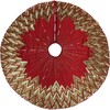 Handmade Christmas Tree Skirt - Hand Beaded Metallic Starburst on Garnet Red- 60" - Tree Skirts - 4 - thumbnail