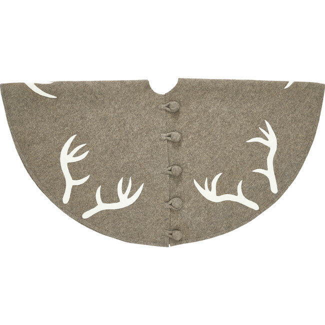 Handmade Felt Christmas Tree Skirt -Antlers on Gray