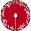 Handmade Christmas Tree Skirt in Felt - Branches and Stars on Red - Tree Skirts - 4 - thumbnail