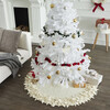 Handmade Felted Wool Christmas Tree Skirt - Overlapping Flowers Border in Cream - Tree Skirts - 2 - thumbnail