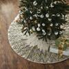 Handmade Christmas Tree Skirt - Hand Beaded Metallic Starburst on French Vanilla Linen- 60" - Tree Skirts - 3