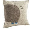 Handmade Pillow in Hand Felted Wool, Blue Elephant - Decorative Pillows - 3 - thumbnail