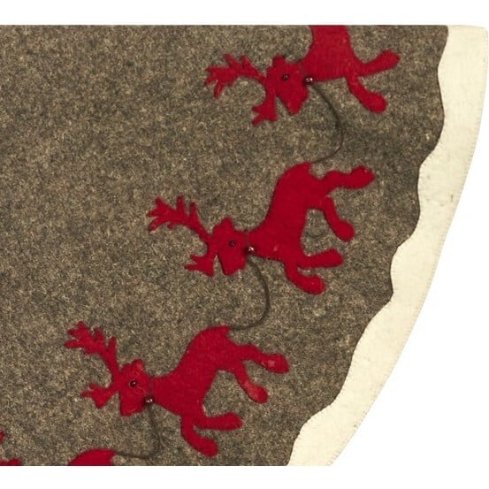 Hand Felted Wool Reindeer & Sleigh Tree Skirt - Christmas Eve Scene - Tree Skirts - 3
