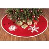 Handmade Snowflakes Red Christmas Tree Skirt Felt 72" Arcadia Home - Tree Skirts - 2 - thumbnail