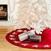Cream Reindeer on Red Christmas Tree Skirt in Hand Felted Wool - 60"/72" - Tree Skirts - 2