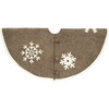 Handmade Christmas Tree Skirt in Felt - Snowflakes on Gray - 60" - Tree Skirts - 1 - thumbnail
