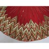 Handmade Christmas Tree Skirt - Hand Beaded Metallic Starburst on Garnet Red- 60" - Tree Skirts - 5 - thumbnail