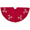 Handmade Christmas Tree Skirt in Felt - Candy Canes on Red - 60" - Tree Skirts - 1 - thumbnail