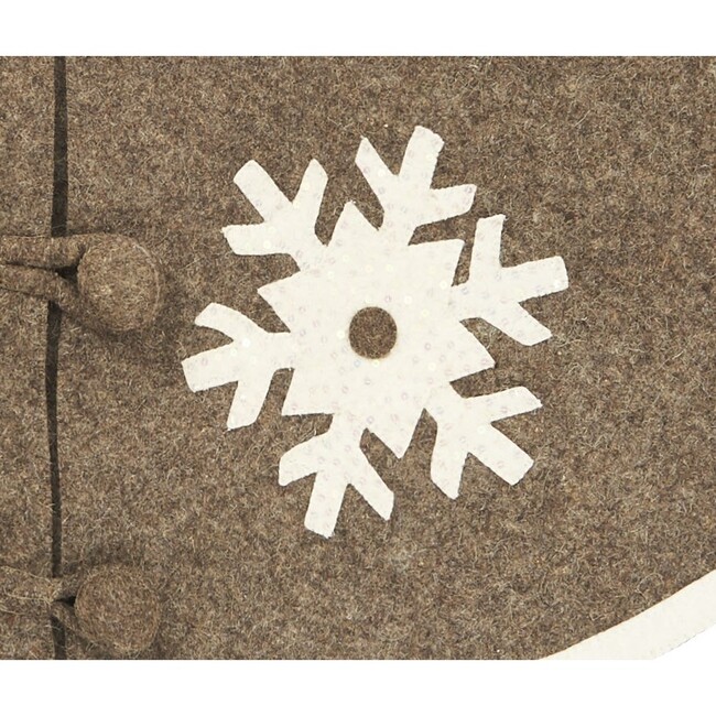 Handmade Christmas Tree Skirt in Felt - Snowflakes on Gray - 60" - Tree Skirts - 3