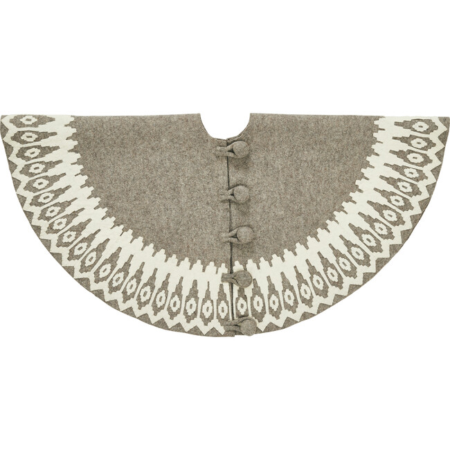 Handmade Felt Christmas Tree Skirt - Gray Scandinavian Design - 60"