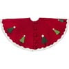 Handmade Christmas Tree Skirt in Felt - Trees on Red - 60" - Tree Skirts - 1 - thumbnail