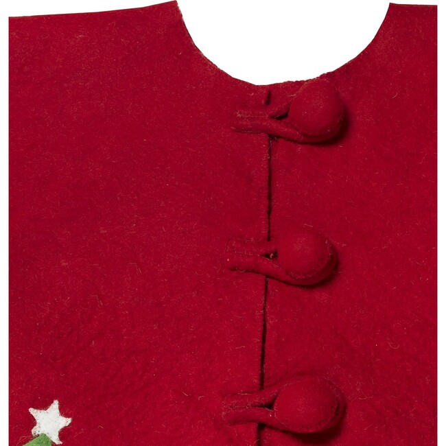 Handmade Christmas Tree Skirt in Felt - Trees on Red - 60"