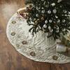 Hand Beaded Floral Christmas Tree Skirt in Cafe Au Lait Velvet - Tree Skirts - 2 - thumbnail