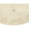 72" Handmade Christmas Tree Skirt in Felt - Tacked Snowflakes on Cream - Tree Skirts - 2 - thumbnail