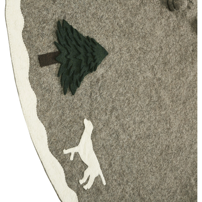Cream Dogs and Green Trees Christmas Tree Skirt on Gray in Hand Felted Wool - Tree Skirts - 3