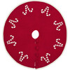 Handmade Christmas Tree Skirt in Felt - Candy Canes on Red - 60" - Tree Skirts - 3