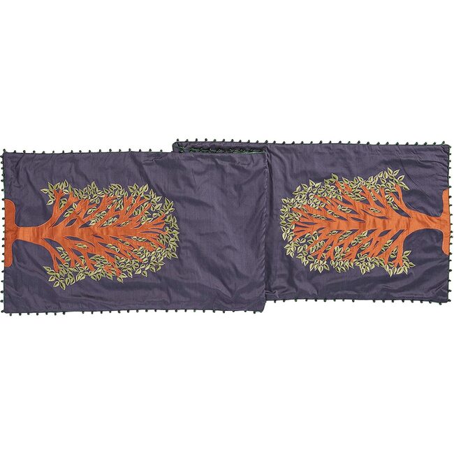 Silk Tree of Life Table Runner, Navy