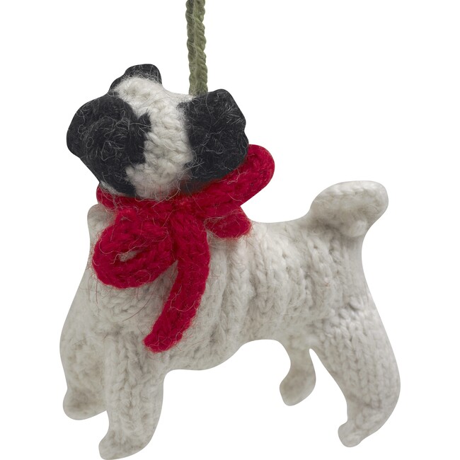 Pug Dog Hand Knit Christmas Ornament