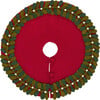 Mistletoe Border on Red Mini Christmas Tree Skirt - 26" - Tree Skirts - 5 - thumbnail