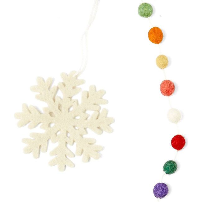 Wool Christmas Garland, Dots/Snowflakes