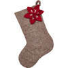 Red Amaryllis on Gray Christmas Stocking in Hand Felted Wool - Stockings - 1 - thumbnail