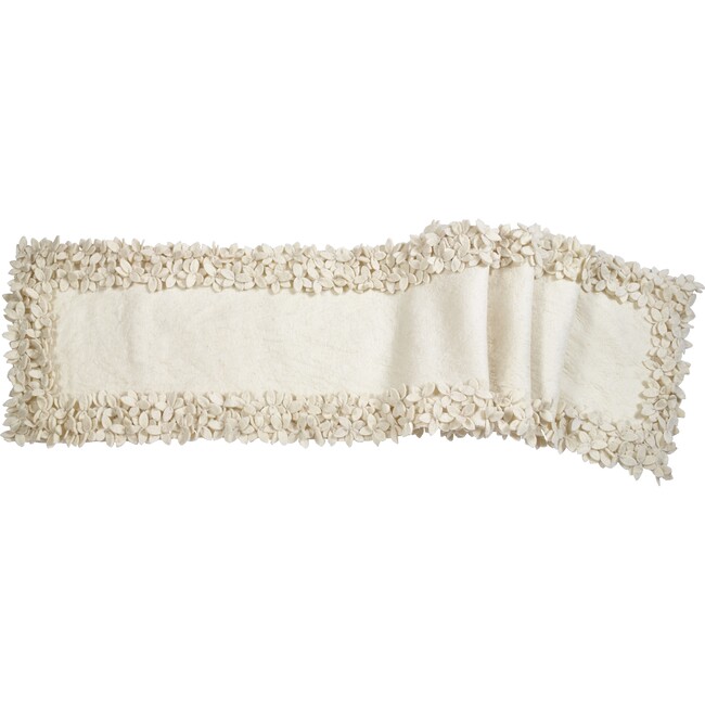 Wool Table Runner Border, Cream