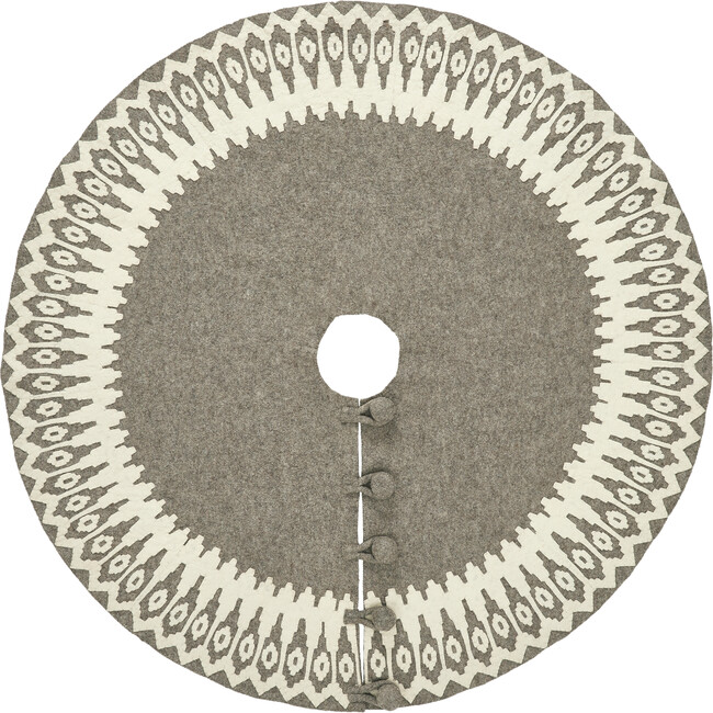 Handmade Felt Christmas Tree Skirt - Gray Scandinavian Design - 60" - Tree Skirts - 4