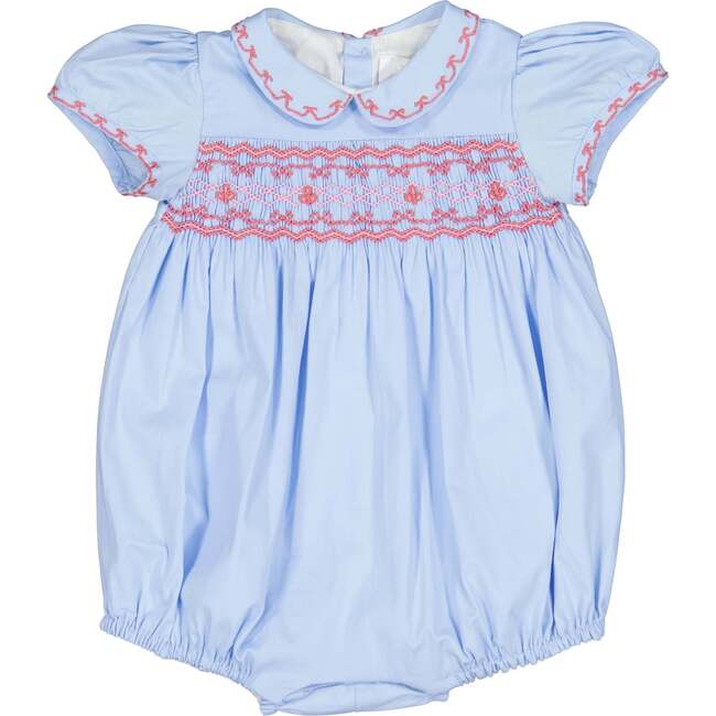 Princess Charlotte Heirloom Smocked Bubble, Blue - Rompers - 1
