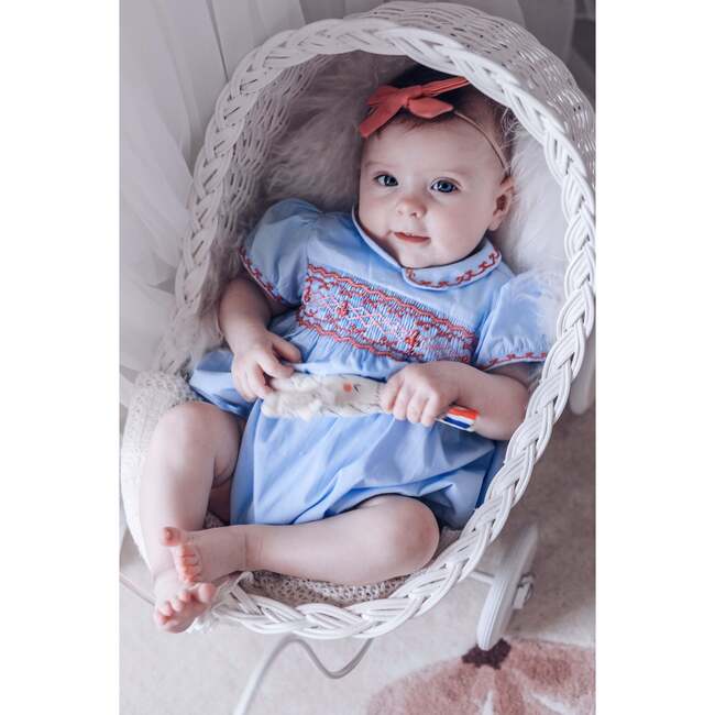 Princess Charlotte Heirloom Smocked Bubble, Blue - Rompers - 2