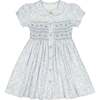 Violette Floral Blue Short Puff Smocked Dress - Dresses - 1 - thumbnail
