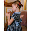 Angelica Short Sleeve Tartan Smocked Dress, Navy - Dresses - 3 - thumbnail