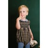 Angelica Short Sleeve Tartan Smocked Bubble, Navy - Rompers - 4 - thumbnail