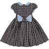 Angelica Short Sleeve Tartan Smocked Dress, Navy - Dresses - 5 - thumbnail
