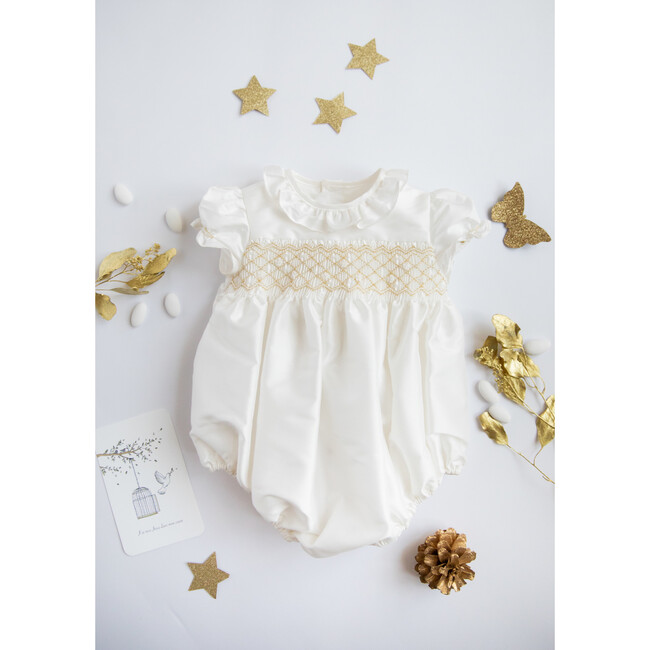Colombe Silk Ceremony Smocked Bubble, Gold