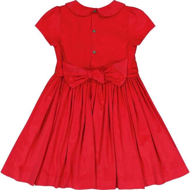 Stella Short Sleeve Corduroy Smocked Dress, Red - Dresses - 5