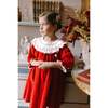 Celeste Long Sleeve Corduroy Bishop Dress, Red - Dresses - 3 - thumbnail