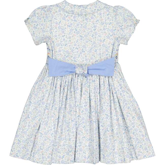 Violette Floral Blue Short Puff Smocked Dress - Dresses - 4